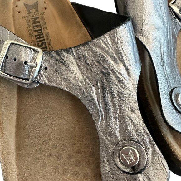 Mephisto Melinda Grey Metallic Silver Sandals Slip On Slides Size 40 10 Women's - Picture 6 of 11